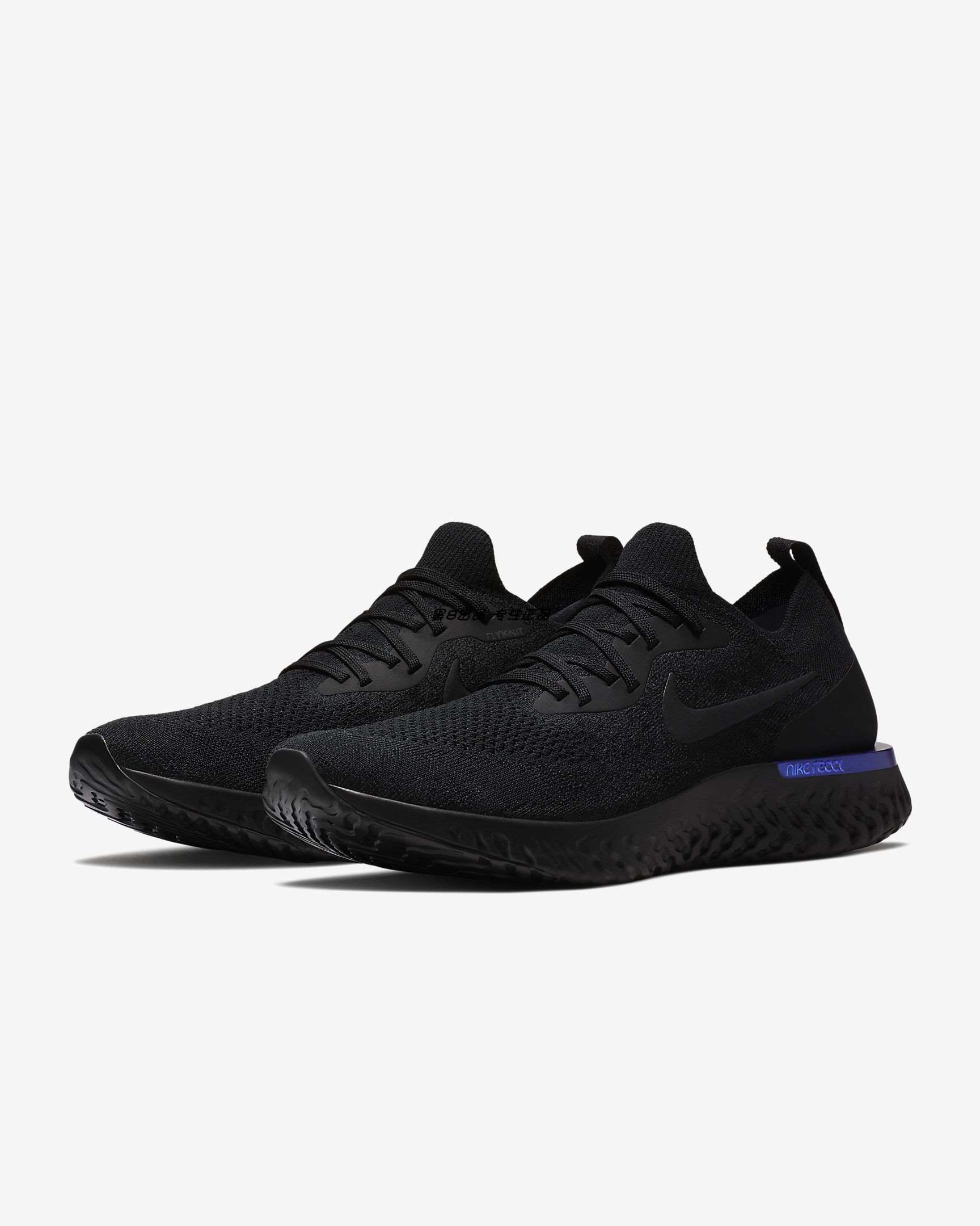 Nike Epic React Flyknit Black Blue Shoes - Click Image to Close